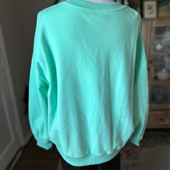 QUEEN OF SPARKLES Mint Green Lucky Clover sweatshirt - Picture 5 of 6
